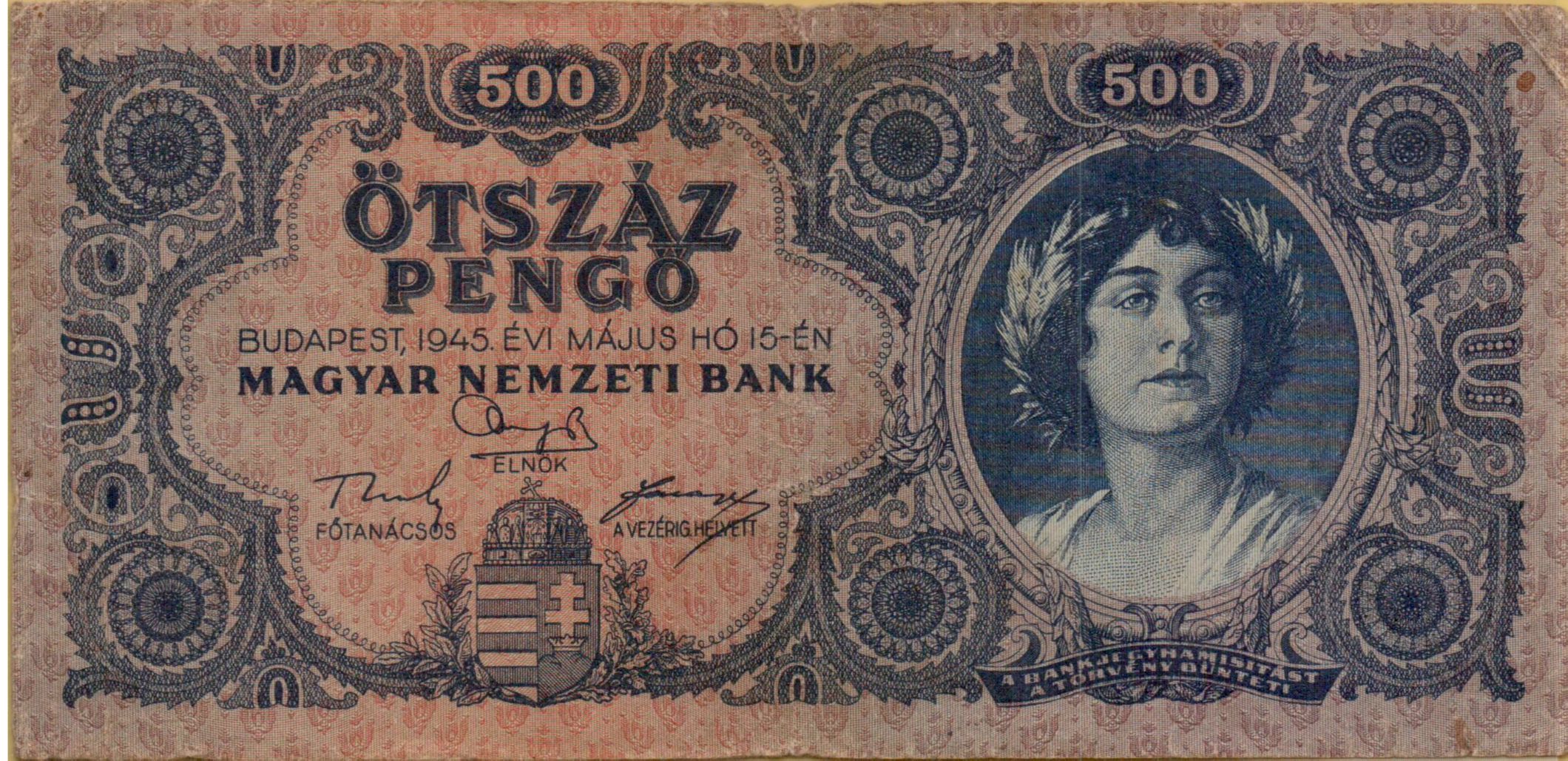 Hungary 500 1945 XF P-117/a